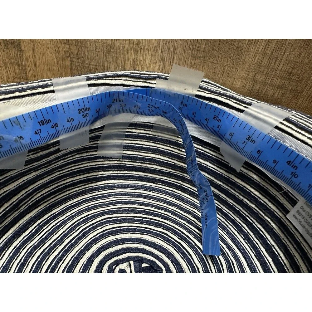 Navy & White Striped Paper straw sun hat By CVS Pharmacy one size fits most